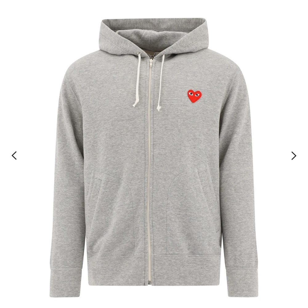 Comme des Garçons Play Heart Logo Patch Zipped Hoodie